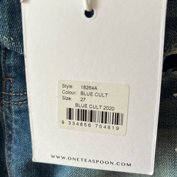 One Teaspoon Blue Cult Distressed Denim Skirt NWT 27 - Picture 2 of 6